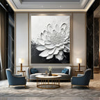 Large White Daisy Abstract Painting for Minimalist - Inspired Gardens GAB1006