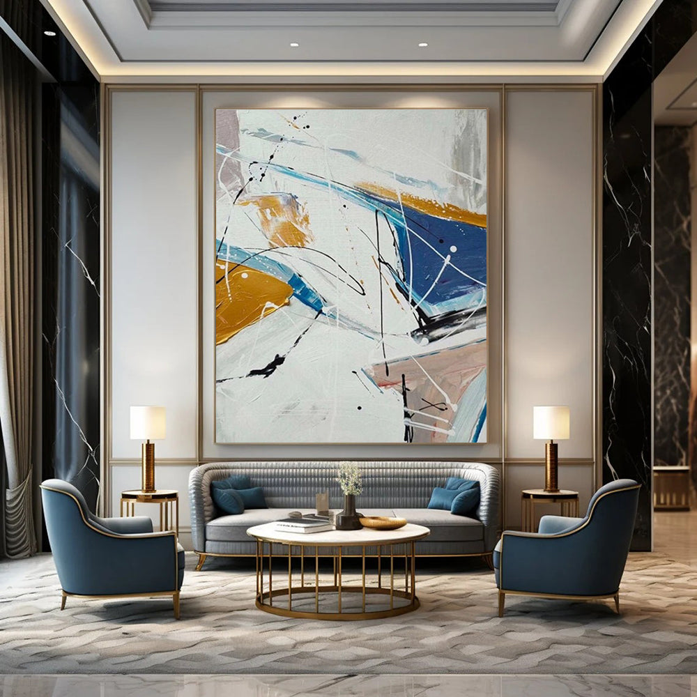 Energetic Abstract Lines Abstract Painting for Advertising Agency Meeting Rooms HENG049