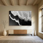 Black - White Wave Abstract Painting for Nautical - Themed Spaces YHT074