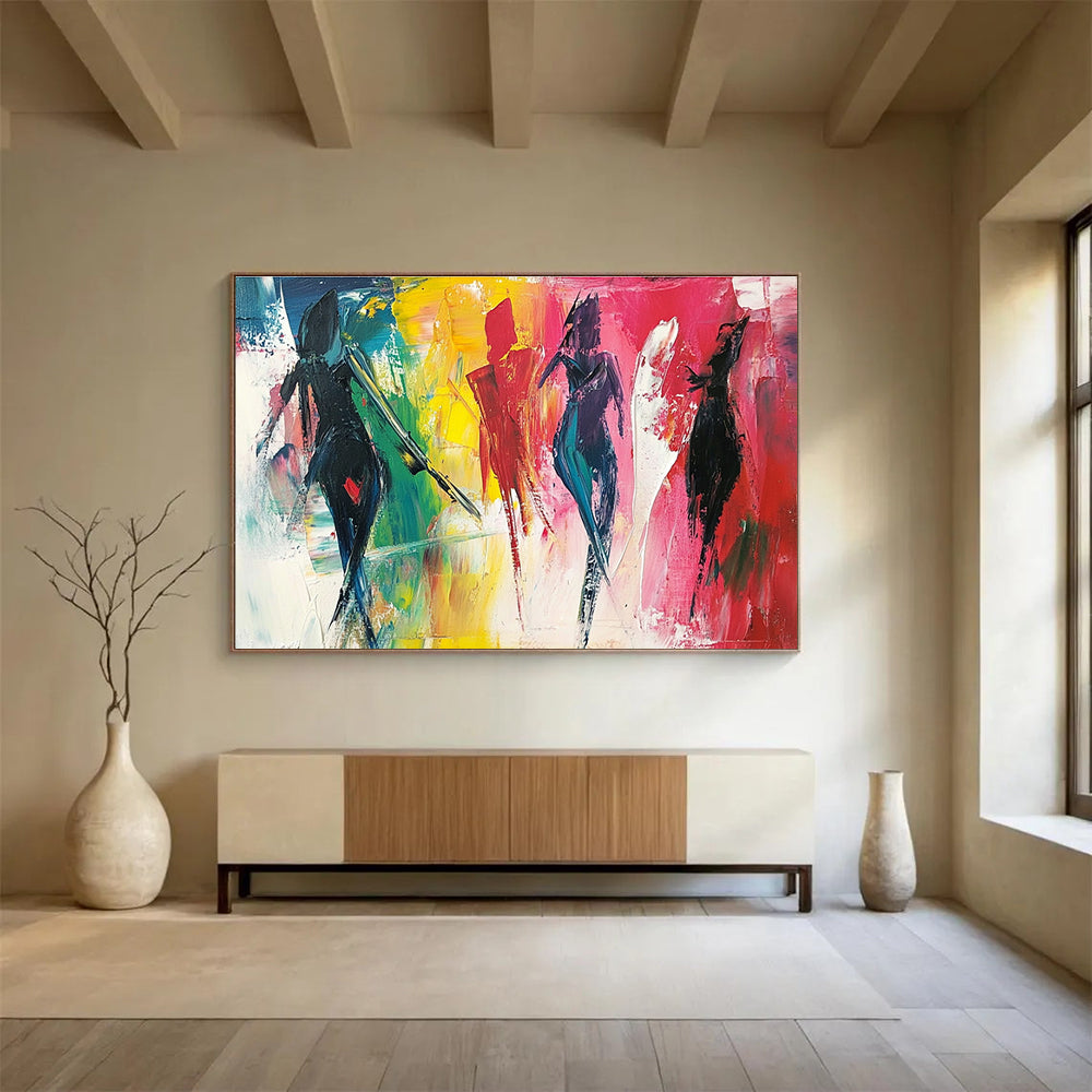 Colorful Figure with Expressive Brushstrokes Abstract Painting ABS347