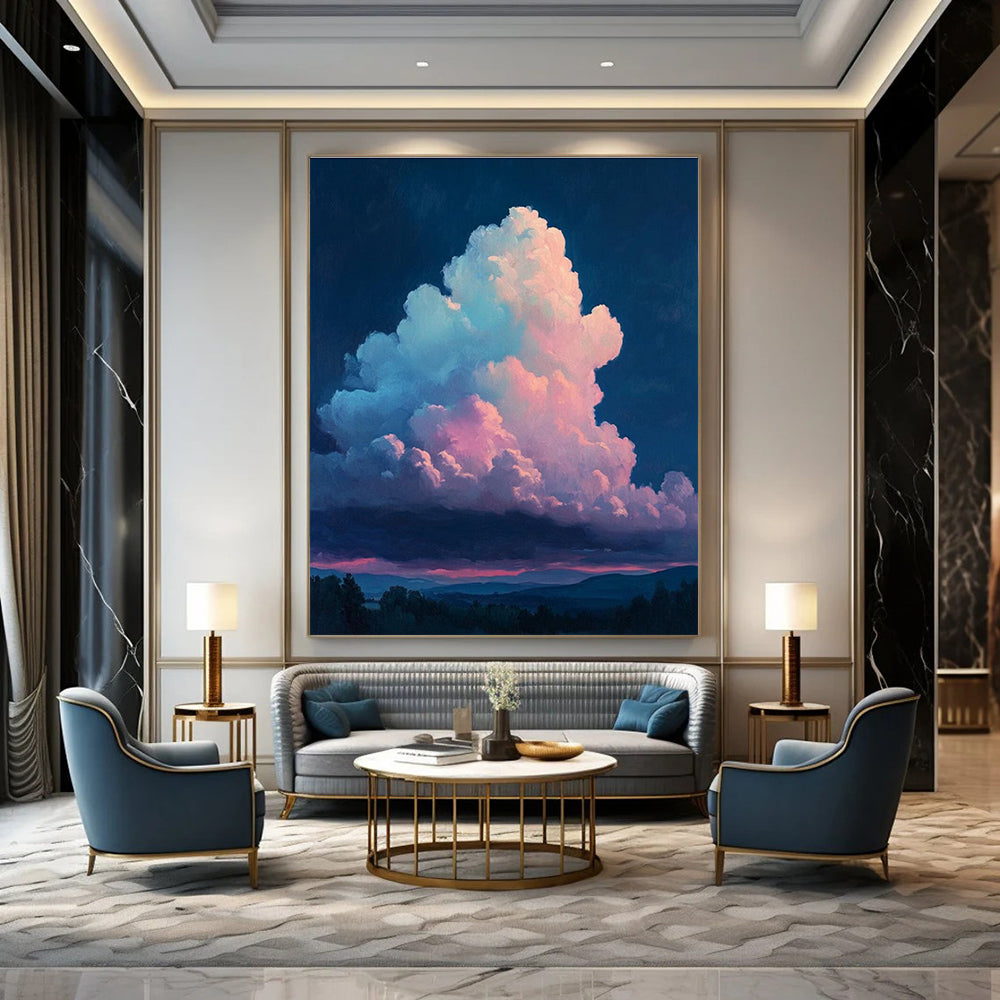 Twilight Clouds Abstract Painting for Romantic Restaurant Dining Areas HENG009