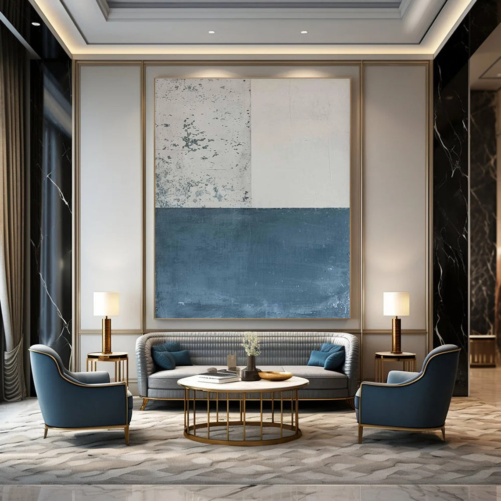 Minimalist Color Blocks Abstract Painting for Modern Art Galleries HENG085