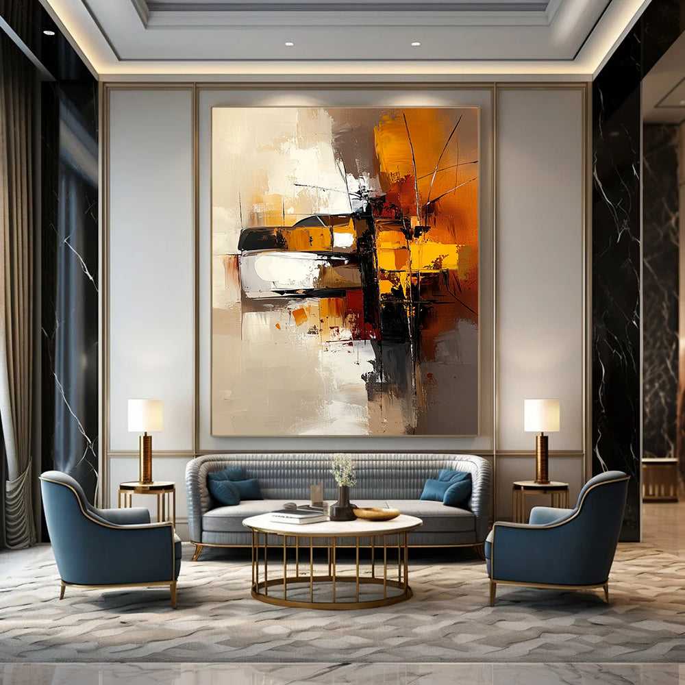 Abstract Orange and Brown Painting for Warm Interiors GAB0726
