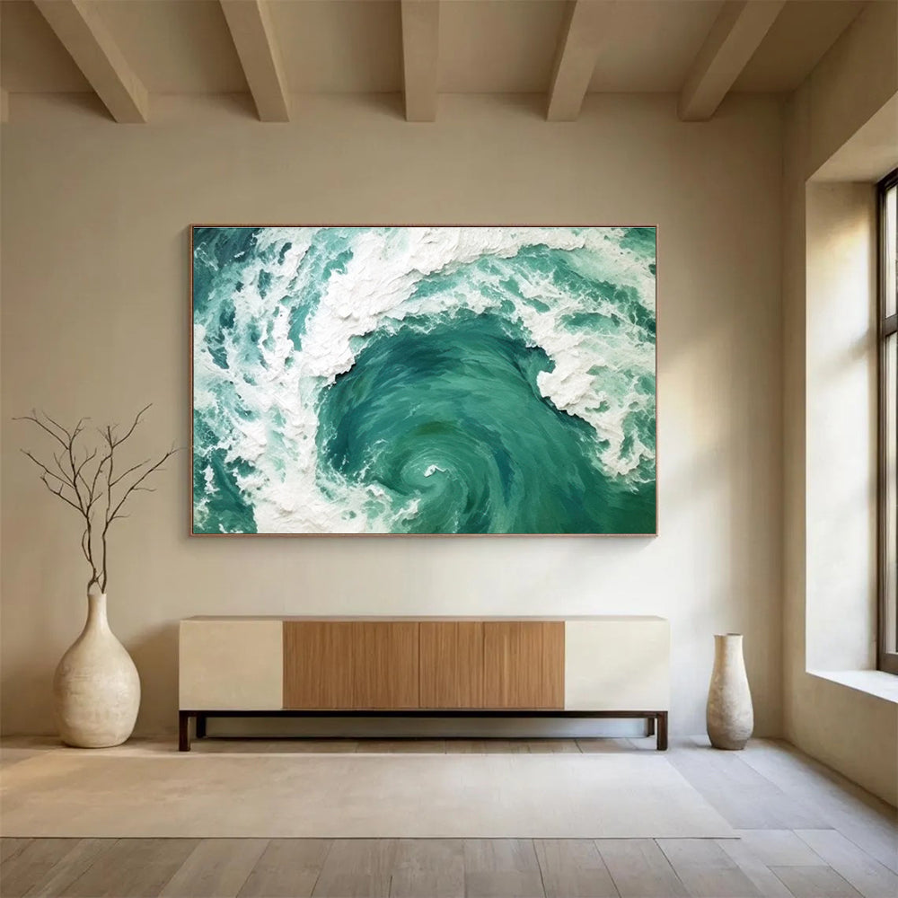 Turbulent Sea Abstract Painting for Dynamic Interiors YHT063