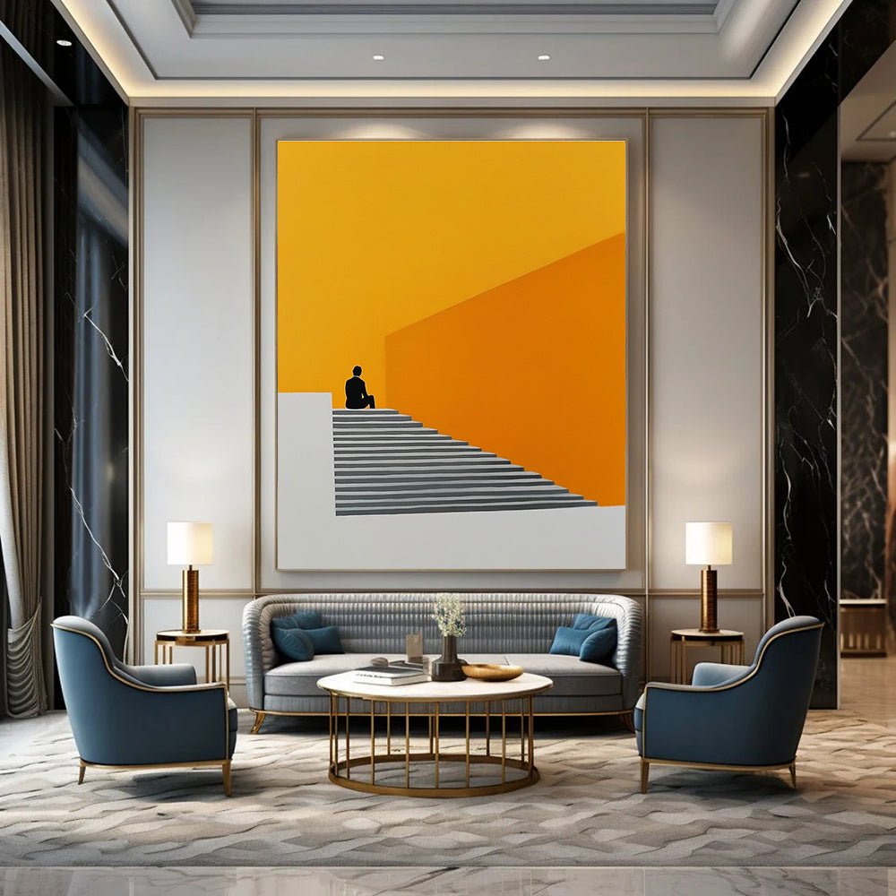 Figure on Stairs Conceptual Abstract Painting GAB0308