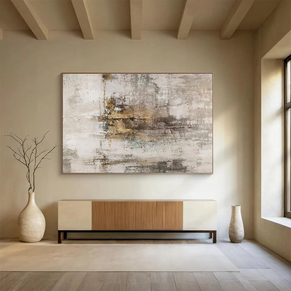 Gray - Beige Abstract Painting for Minimalist Corporate Offices YHT400