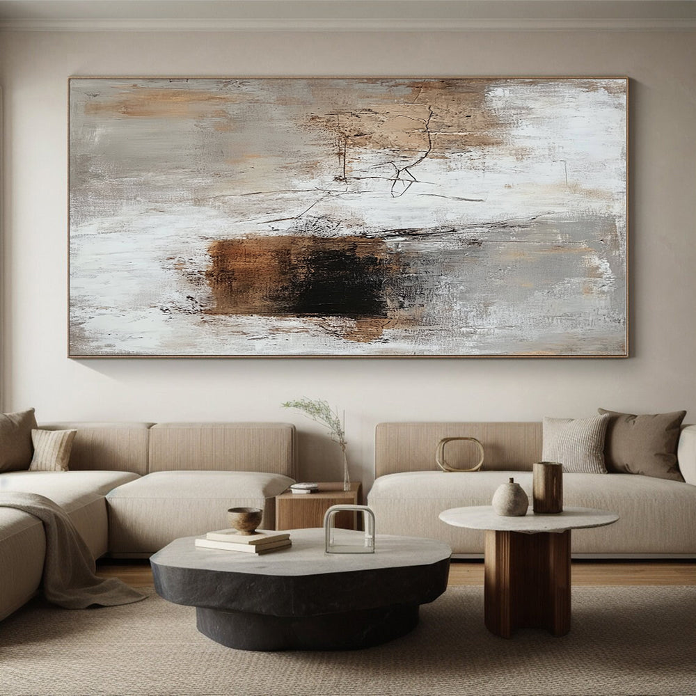 Beige Gray Abstract Textures Painting with Subtle Depth WINK689