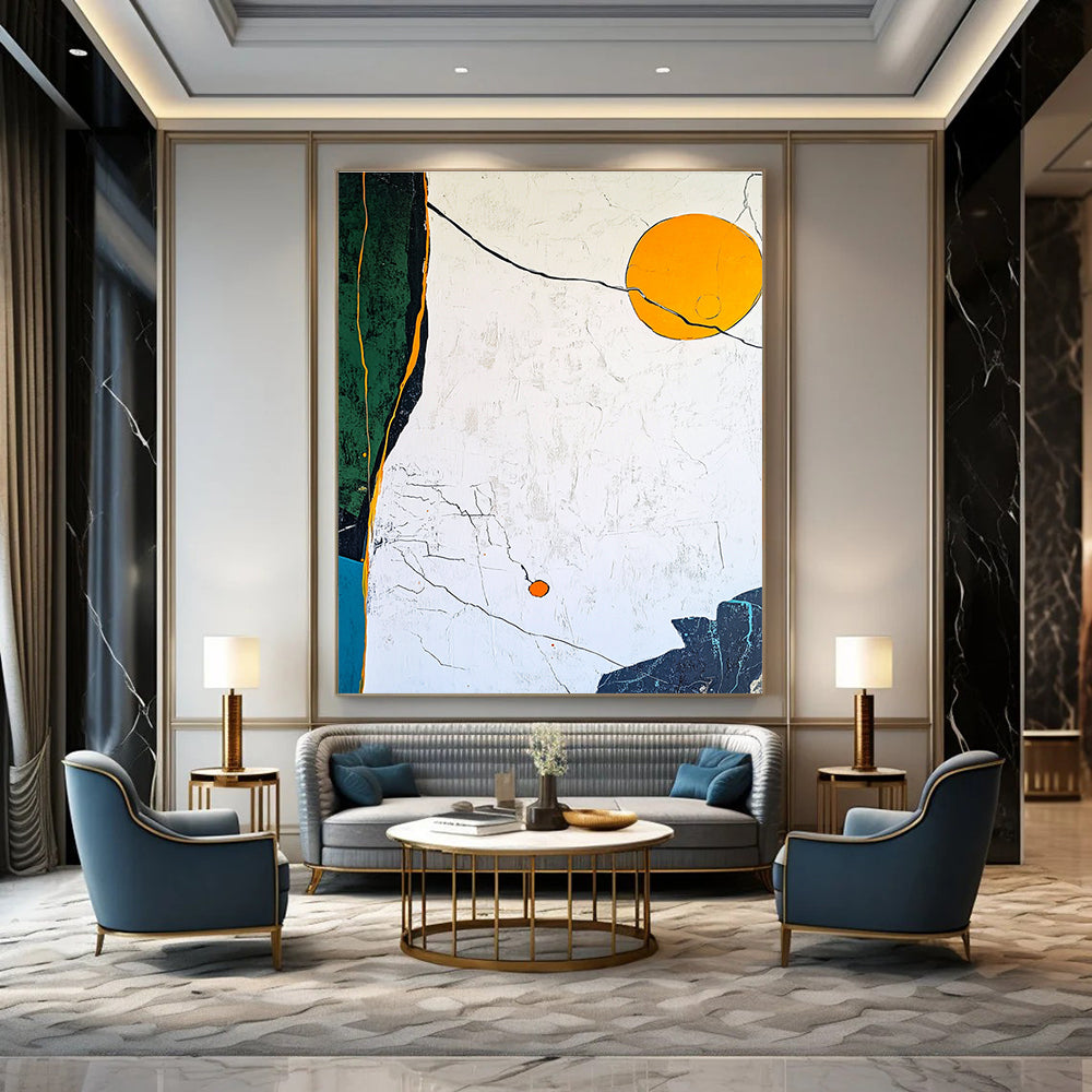 Abstract Sun and Shapes Painting for Artistic Interiors GAB0715