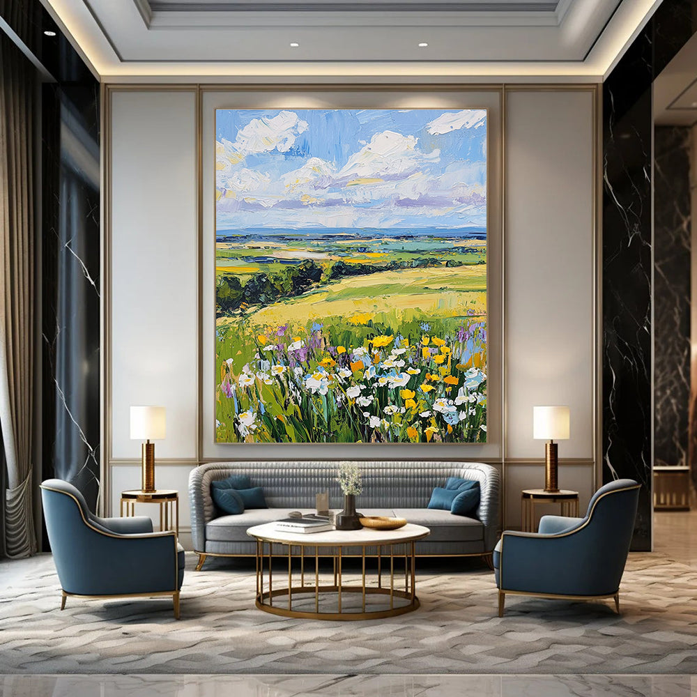 Colorful Field Landscape Expressive Abstract Painting for Countryside Lovers GAB1477