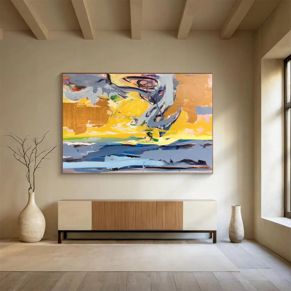 Colorful Abstract Energy Dynamic Painting for Lively Interiors YHT033