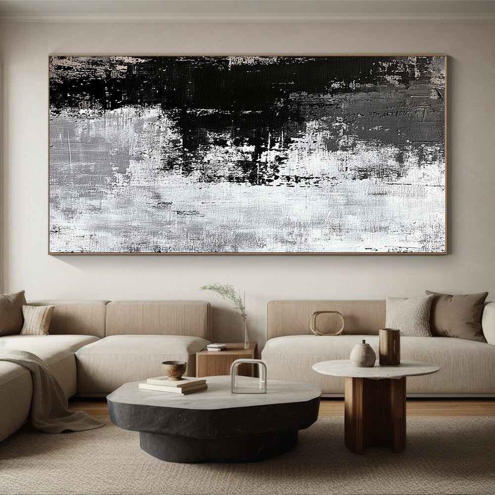 Black - White Abstract Textures Painting with Dramatic Contrast WINK425
