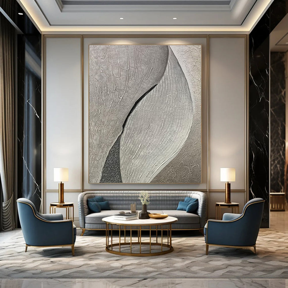 Textured Gray Leaf - Like Abstract Painting for Nature - Inspired Spas HENG517
