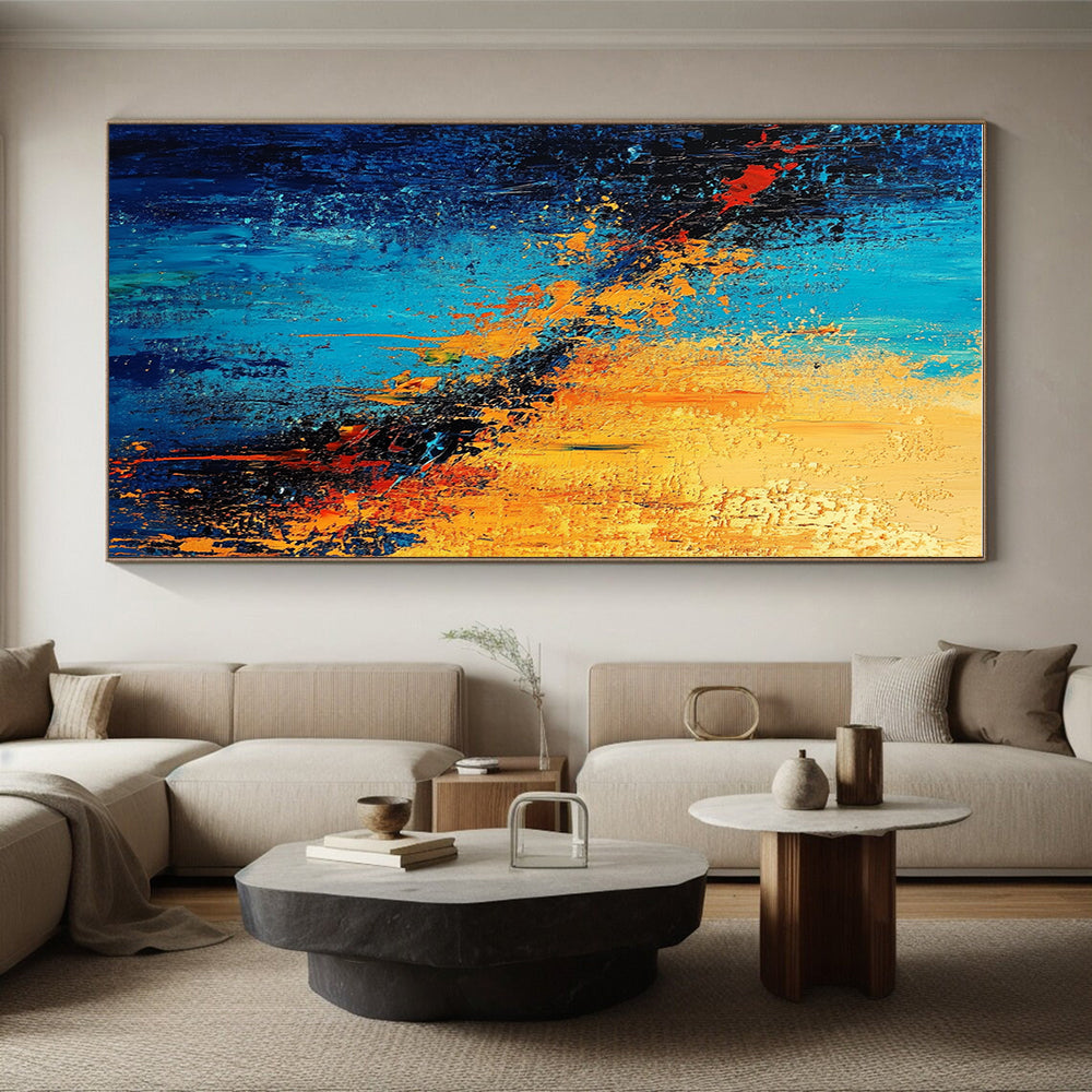 Blue - Orange Abstract Explosion Painting with Fiery Dynamism WINK387
