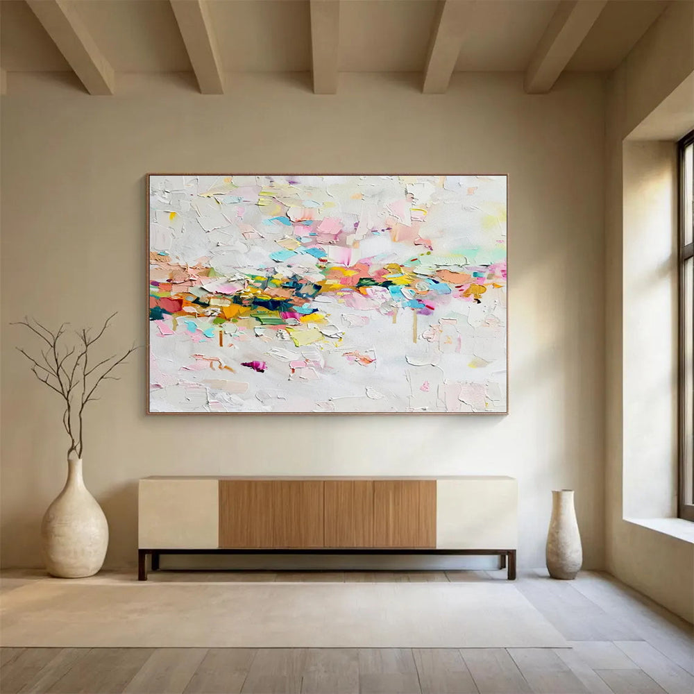 Colorful Abstract Patchwork Painting for Lively Spaces YHT043