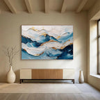 Blue and Gold Wave Textured Abstract Painting ABS261