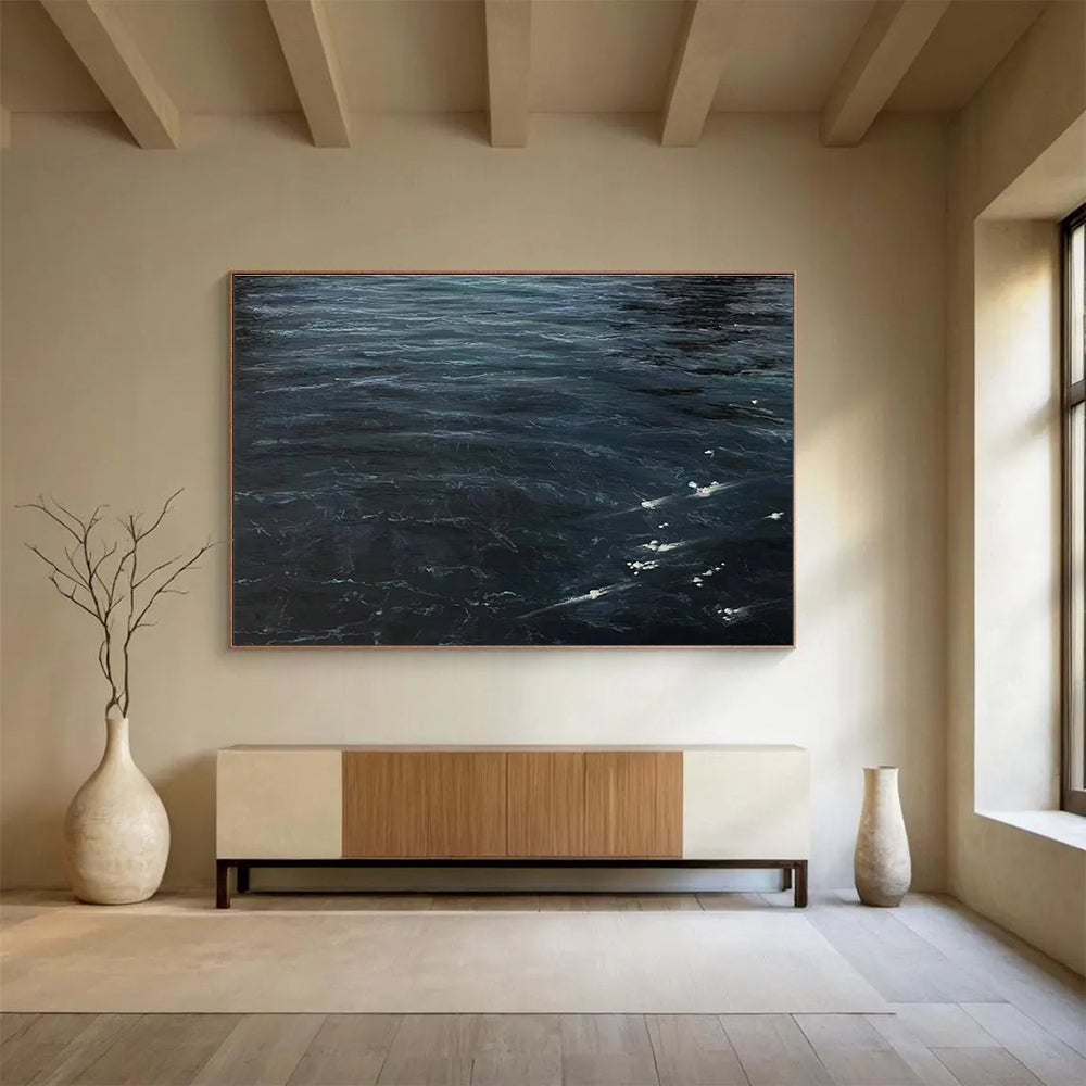 Dark Sea Abstract Painting for Nautical - Themed Home Theaters YHT265