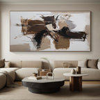 Brown Beige Abstract Forms Painting with Dynamic Composition WINK639
