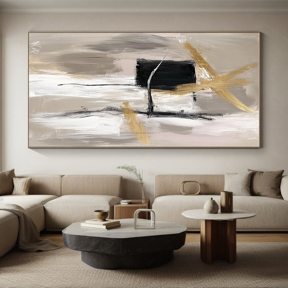 Gold Black Abstract Painting with Subtle Sophistication WINK690