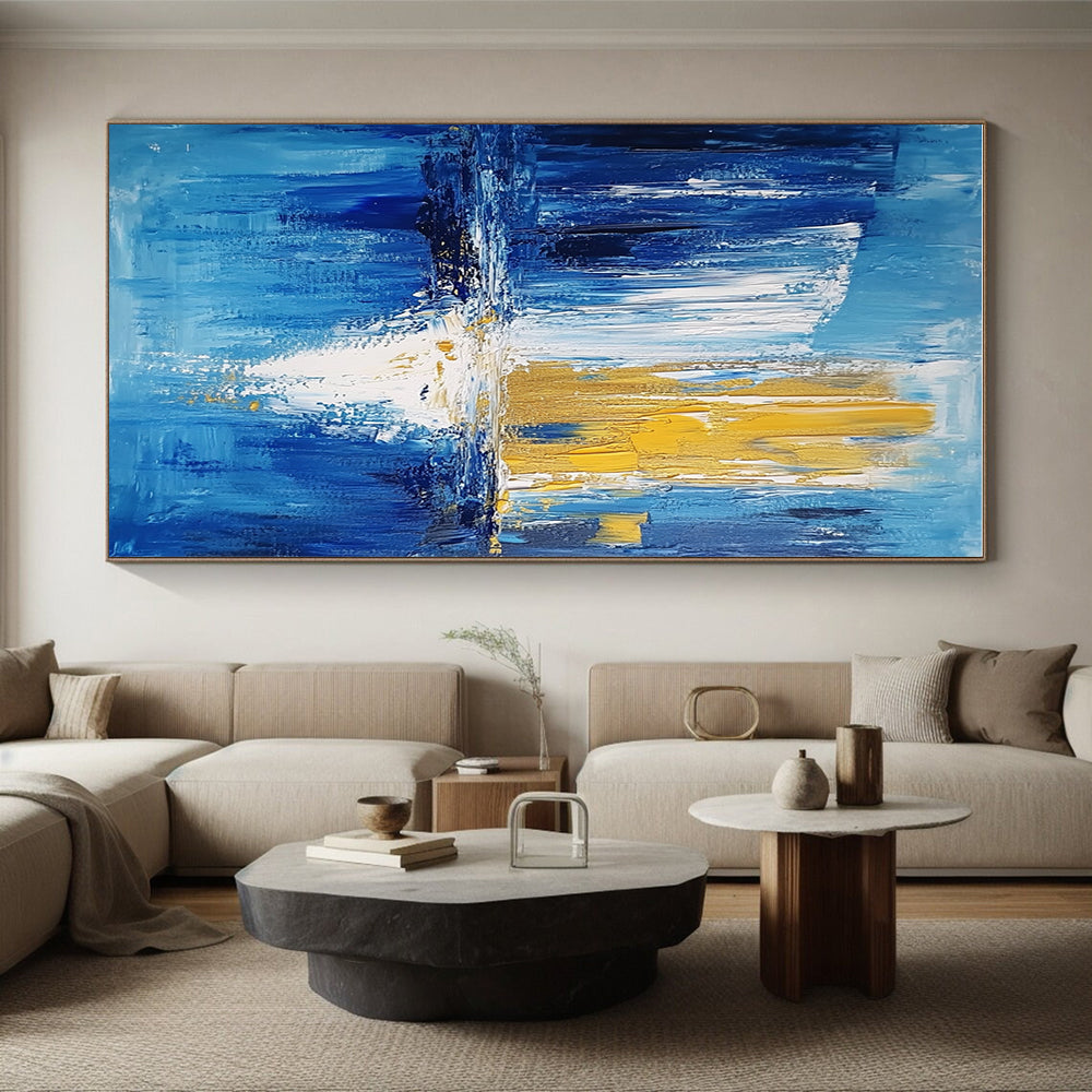 Blue - Gold Reflection Abstract Painting with Ethereal Harmony WINK390