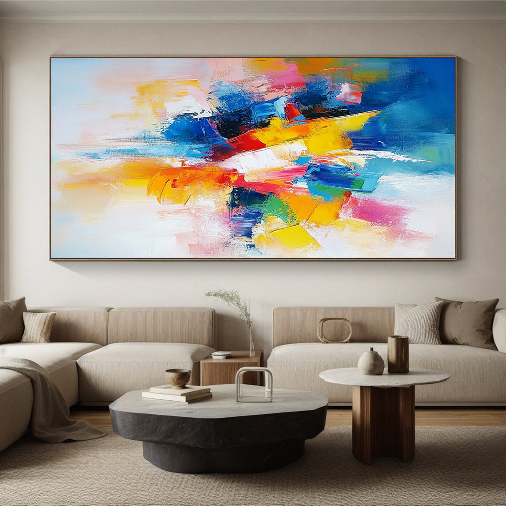Vivid Color Block Abstract Painting with Bold Combinations WINK576