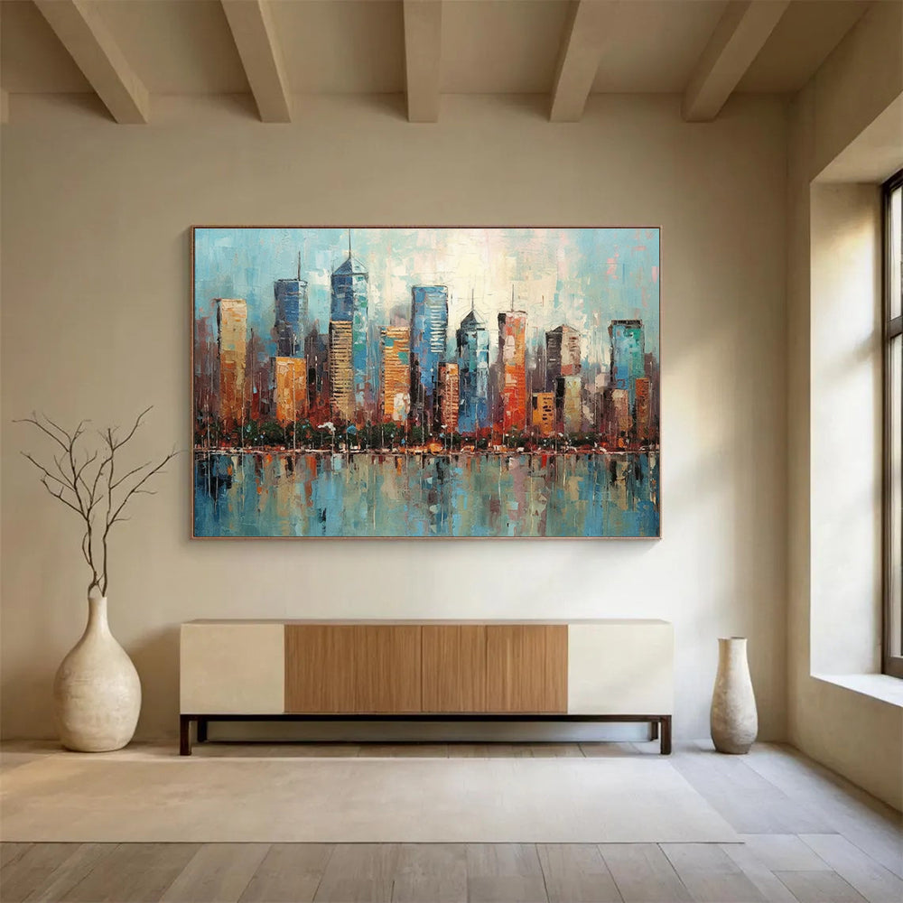 Colorful Cityscape Abstract Painting for Urban Art Lovers YHT076