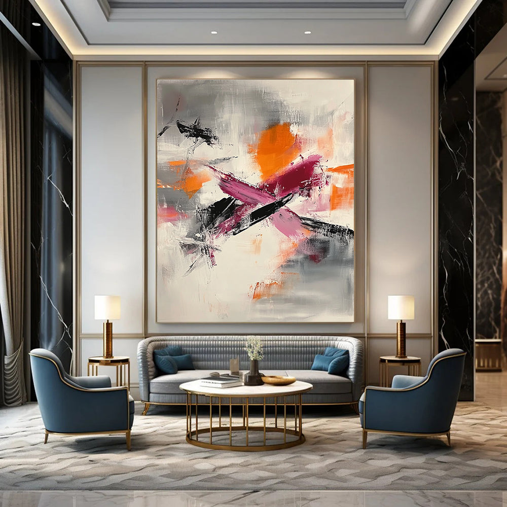 Bold Color Strokes Abstract Painting for Artistic Café Interiors GAB1237