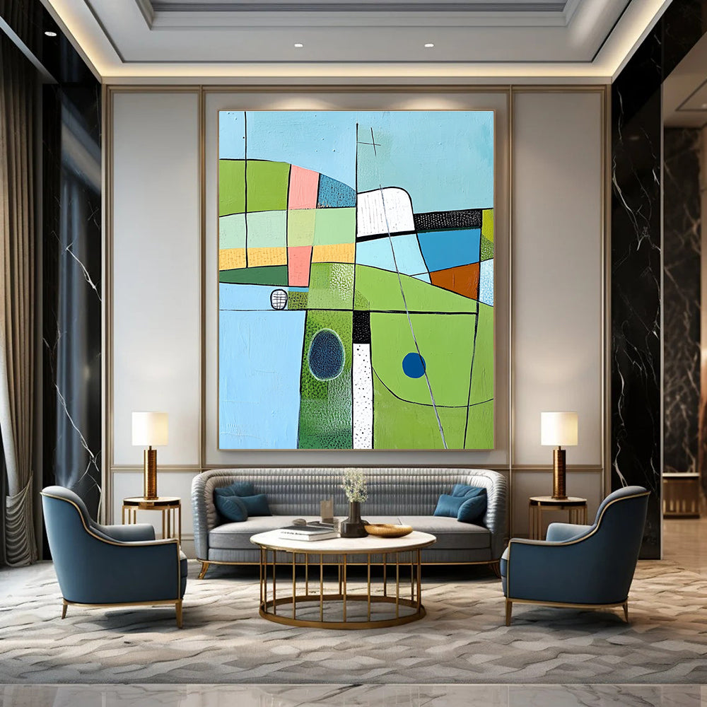 Geometric Landscape Art Modern Scenic Abstract Painting GAB0263
