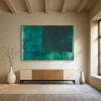 Dark Green Shades Abstract Painting with Subtle Textures ABS392