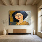 Stylized Portrait Abstract Painting for Artistic Home Libraries YHT248