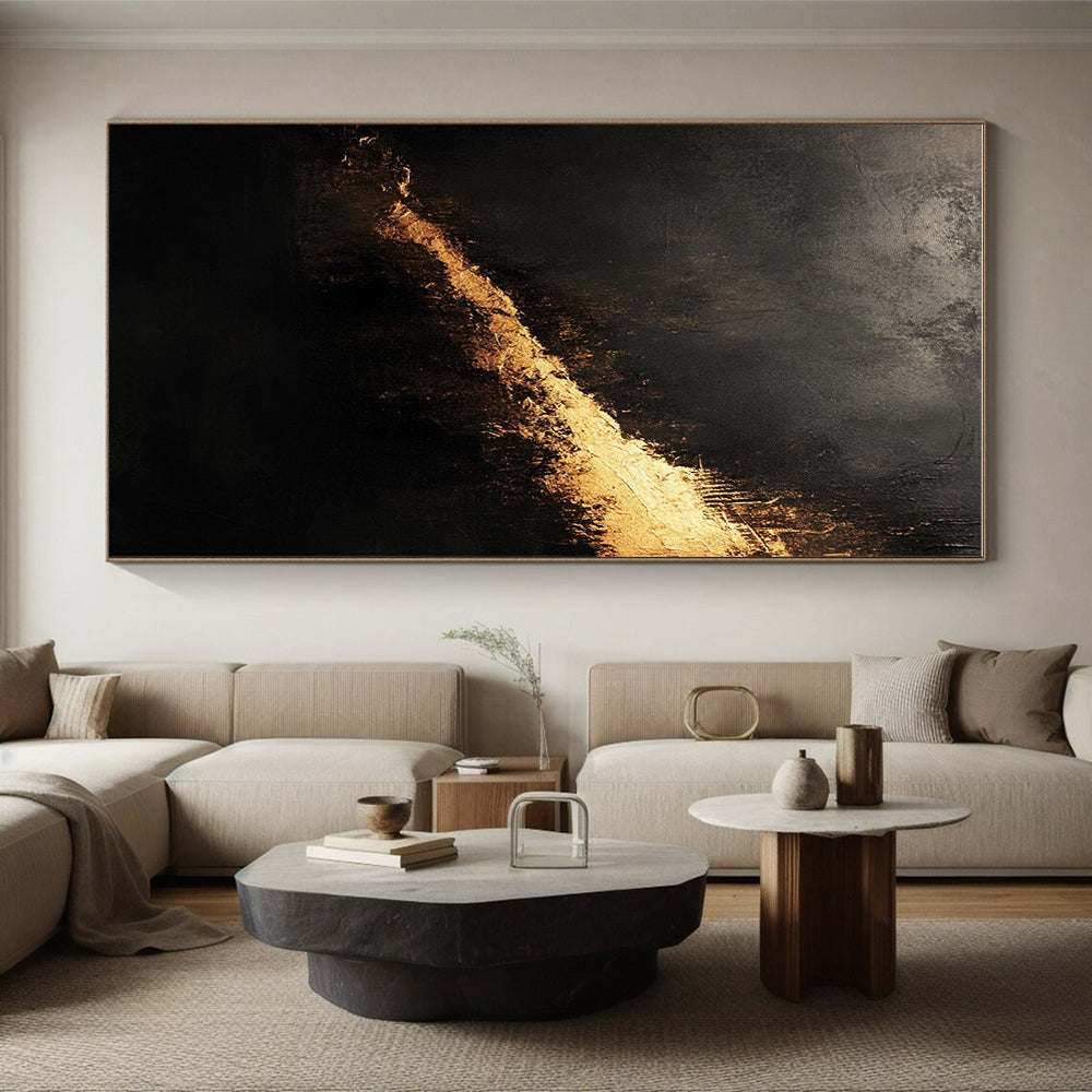Black and Gold Abstract Painting with Luxurious Accents WINK828