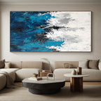 Blue White Abstract Landscape Painting with Coastal Vibes WINK572
