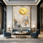 Gold Circle Abstract Mixed - Media Painting for Luxurious Spaces GAB1509
