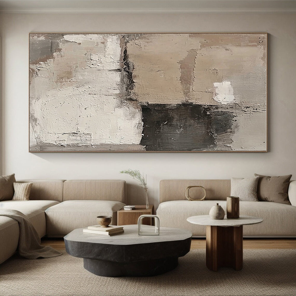 Beige Gray Black Abstract Painting with Subtle Nuance WINK453