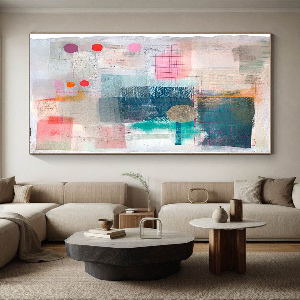 Grid and Color Collage Abstract Painting with Structured Creativity WINK203