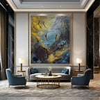 Textured Dark Abstract Painting for Industrial - Chic Lofts HENG471