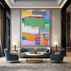 Playful Geometric Color Blocks Abstract Painting for Modern Interiors HENG262