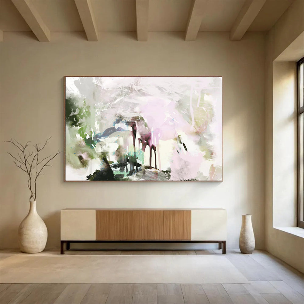 Soft Color Splash Abstract Painting for Serene Bedrooms YHT111
