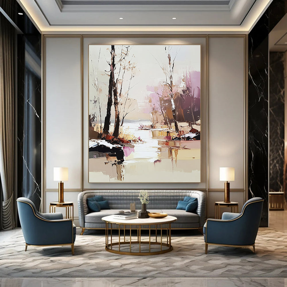 Winter River Landscape Abstract Painting for Nature - Loving Interiors GAB1441