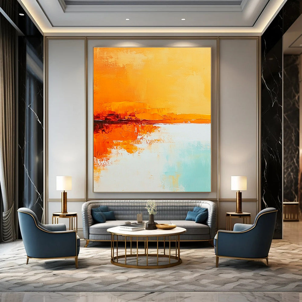 Orange Reflection Abstract - Vibrant Landscape Art GAB0550