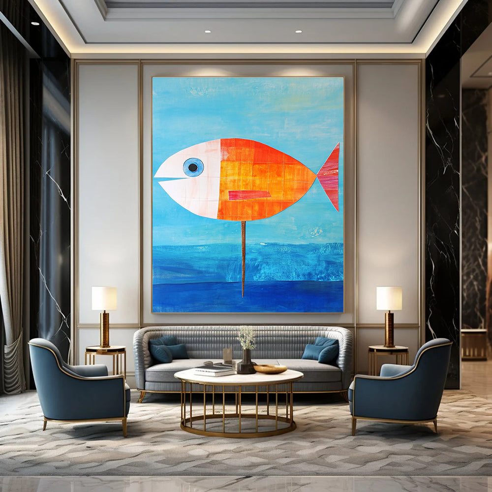 Fish on a Stick Abstract Painting of Quirky Creativity GAB0129