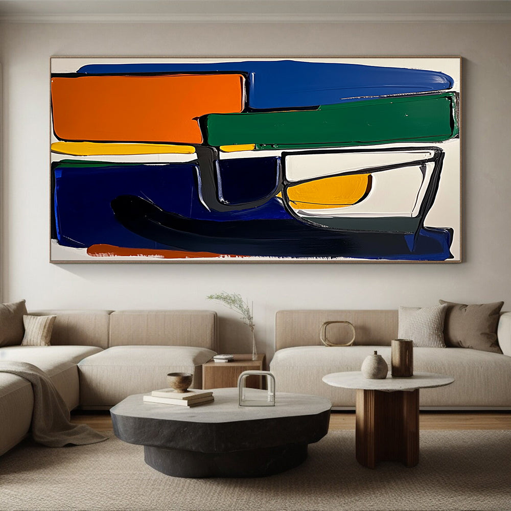 Color - Blocked Geometric Abstract Painting with Bold Vibrancy WINK220