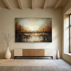 Autumn Forest Reflection Abstract Painting for Seasonal Spaces YHT059