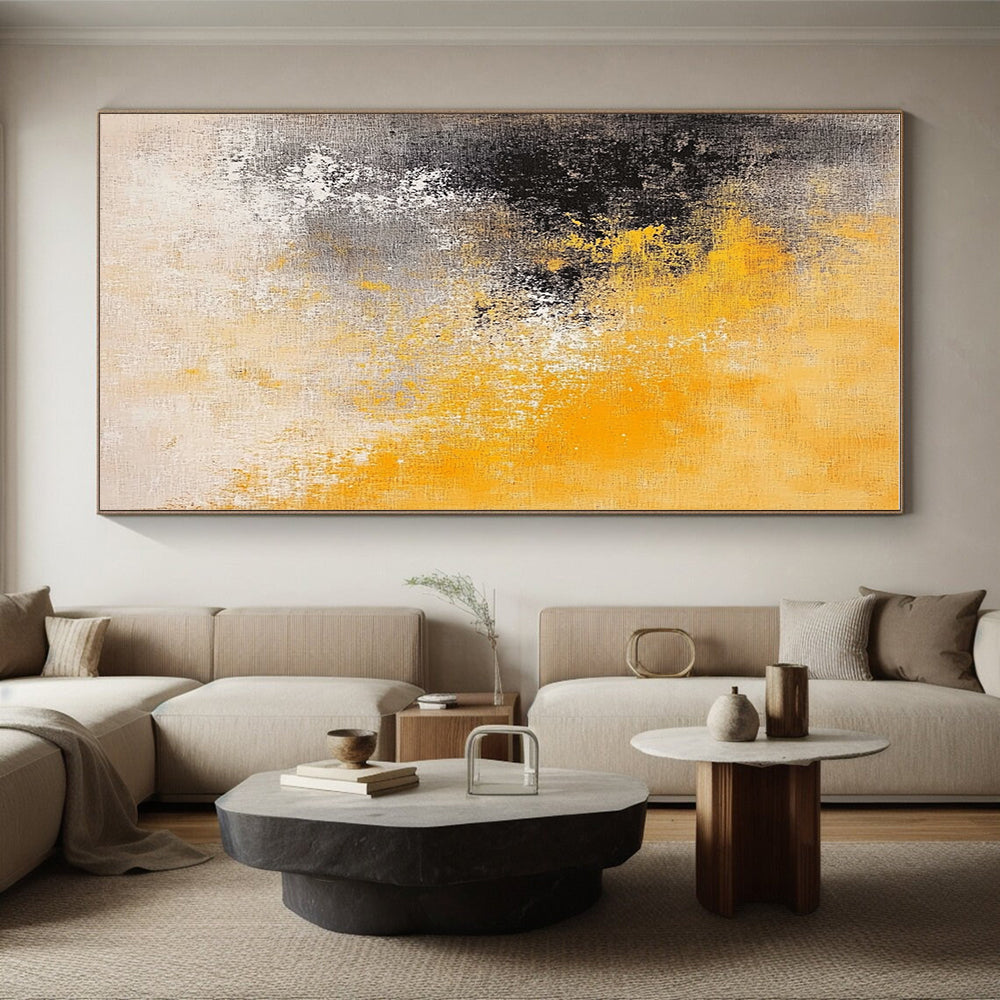 Yellow - Gray Abstract Blend Painting with Subtle Warmth WINK431