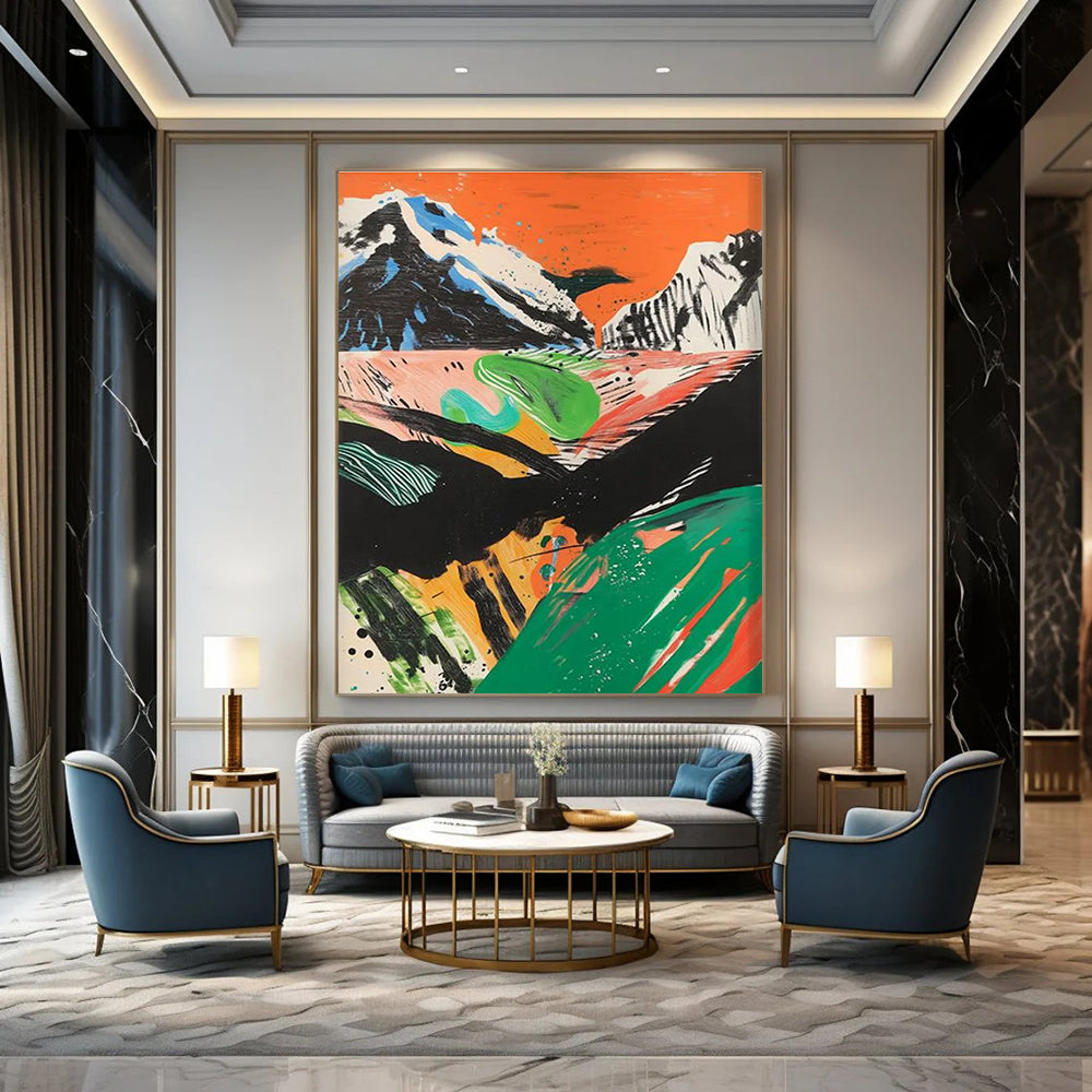 Colorful Mountain Landscape Abstract Painting for Adventure - Loving Homes HENG092