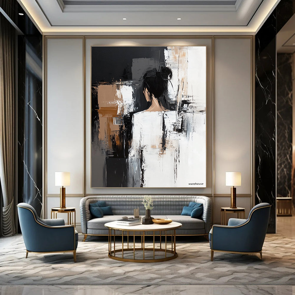 Abstract Female Figure Painting for Contemporary Bedroom Decor GAB1243