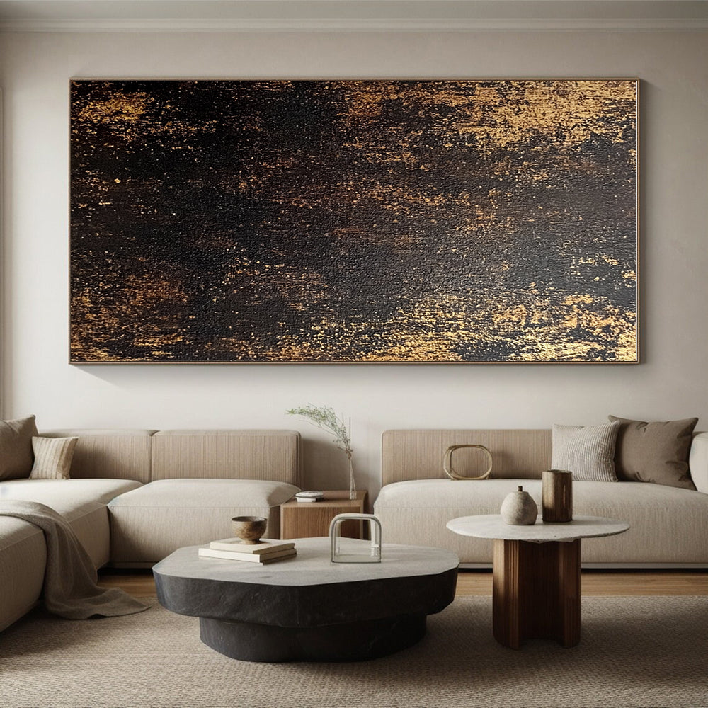 Black and Gold Textured Abstract Painting with Regal Mystery WINK102