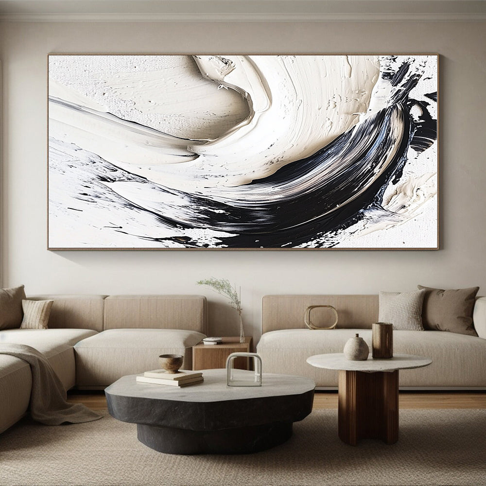 Black White Textured Abstract Painting with Bold Simplicity WINK737