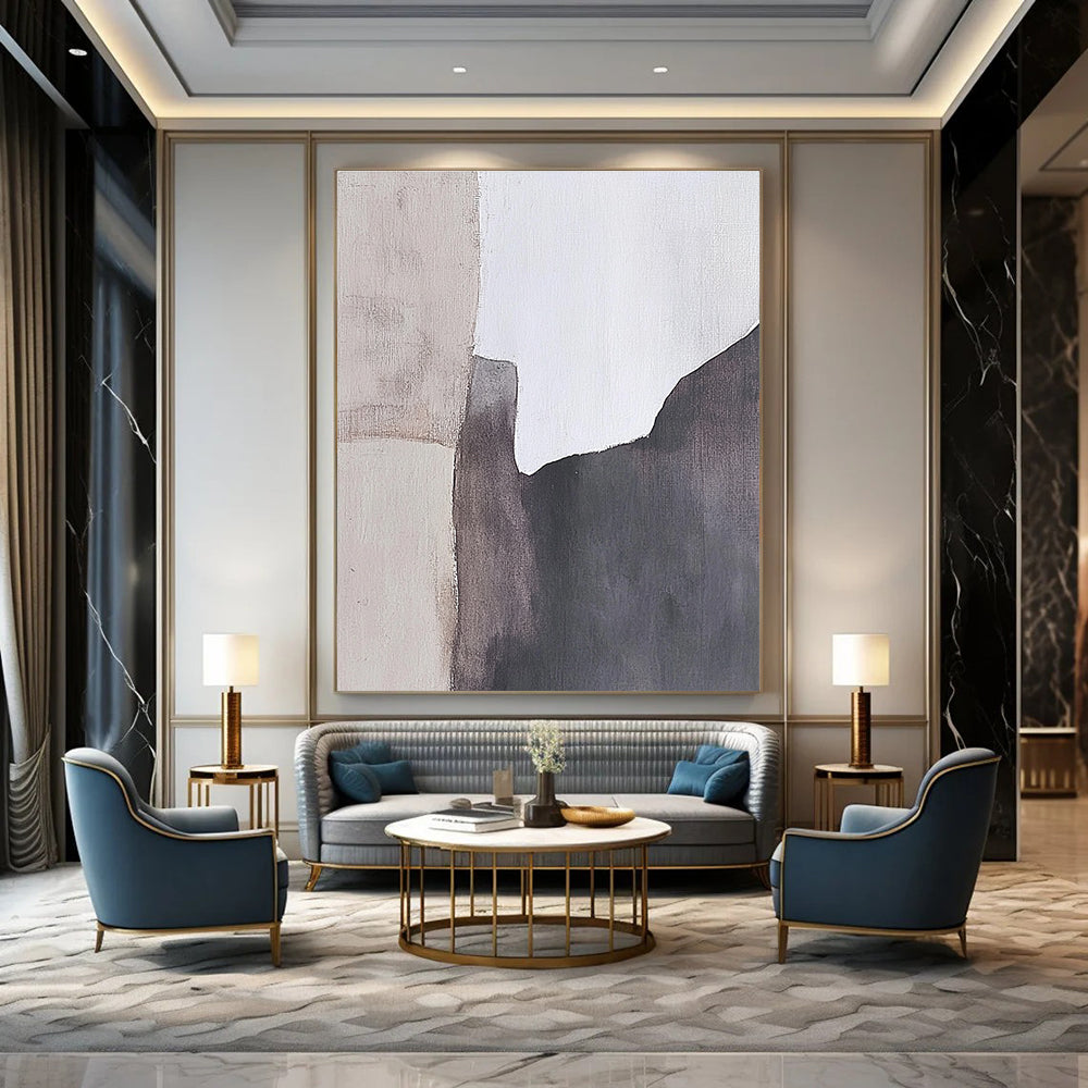 Gray and White Abstract Blocks Abstract Painting for Scandinavian - Style Home Offices GAB1369
