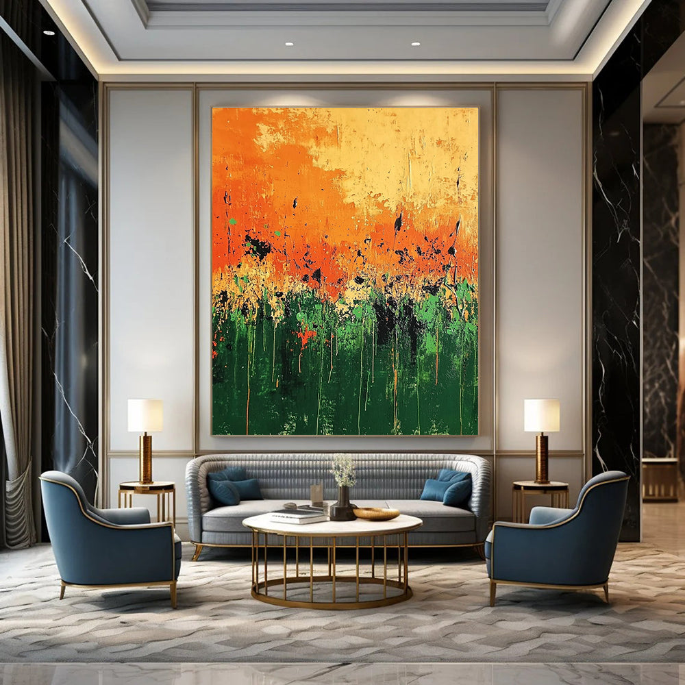 Poppy Field Abstract - Impressionistic Landscape Abstract Painting GAB0638