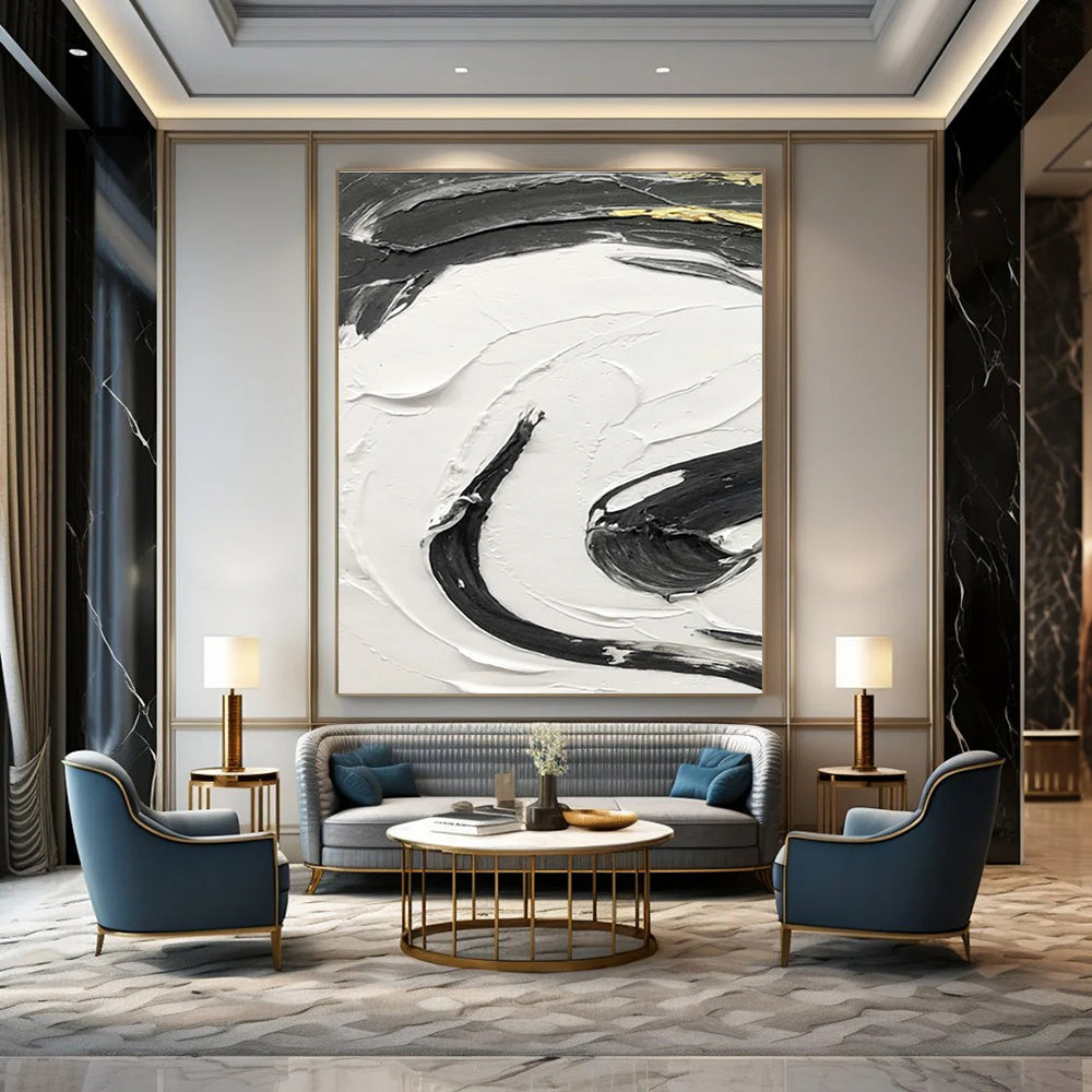 Gray - Brown Abstract Landscape Painting for Serene Home Offices HENG378